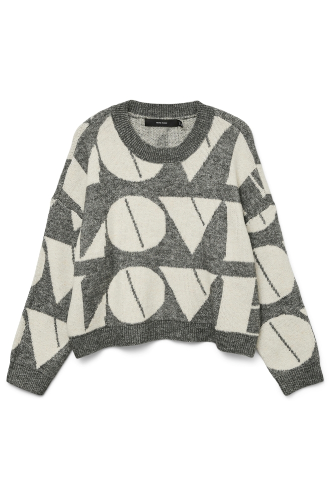 VMLOVE LS O-NECK PULLOVER BOO 10331432 MEDIUM GREY/BIRCH